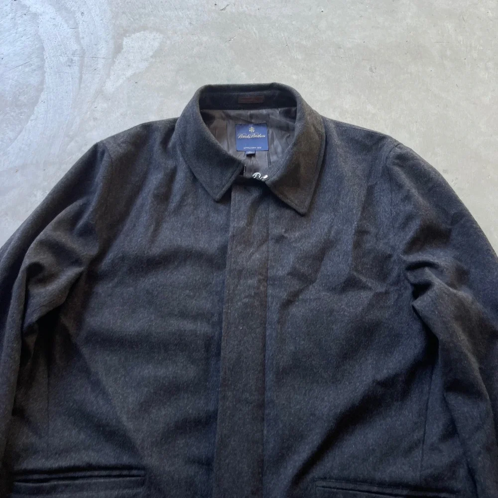 Brooks Brothers Loro Piana Storm System Wool Car Coat Mens XL Charcoal Grey
